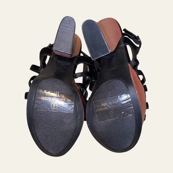 Liliana Vintage 90s Pink Satin and Black Super High Heel Platforms - Picture 4 of 4